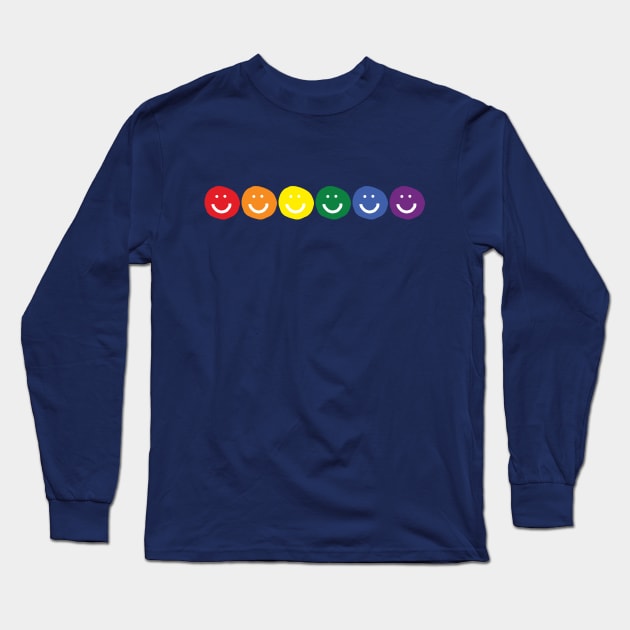 Smiley Faces Rainbow Pride Long Sleeve T-Shirt by ellenhenryart